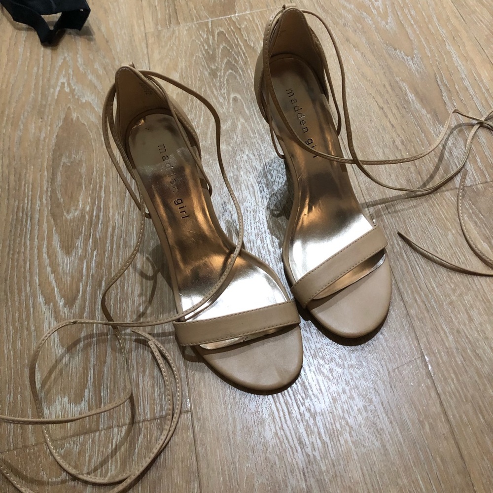 Madden Girl nude heels with tie